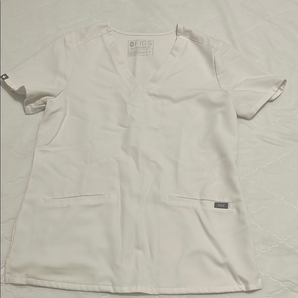 Figs White Relaxed Short Sleeve Top